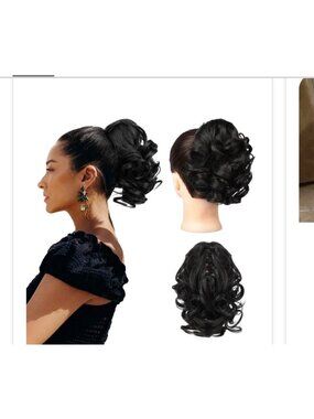 REECHO Ponytail Extension, 9" Short Curly Wavy Claw Clip Pony Tails Hair Extensi